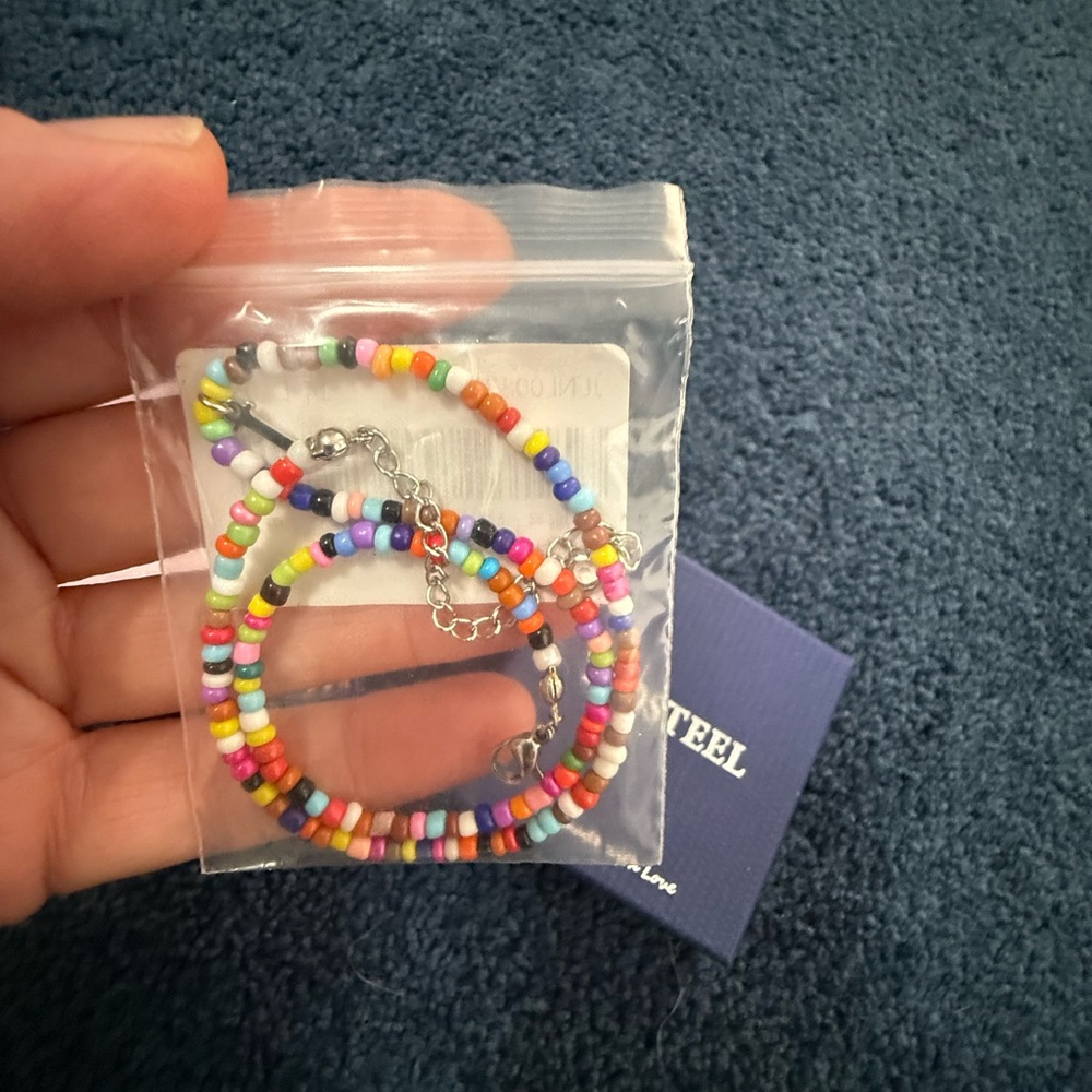 Colorful Beaded Necklace with J initial